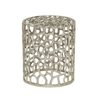 Mesh Stool Side Table, Nickel Aluminum Mesh Abstract, Round 14 Inch -BM335677