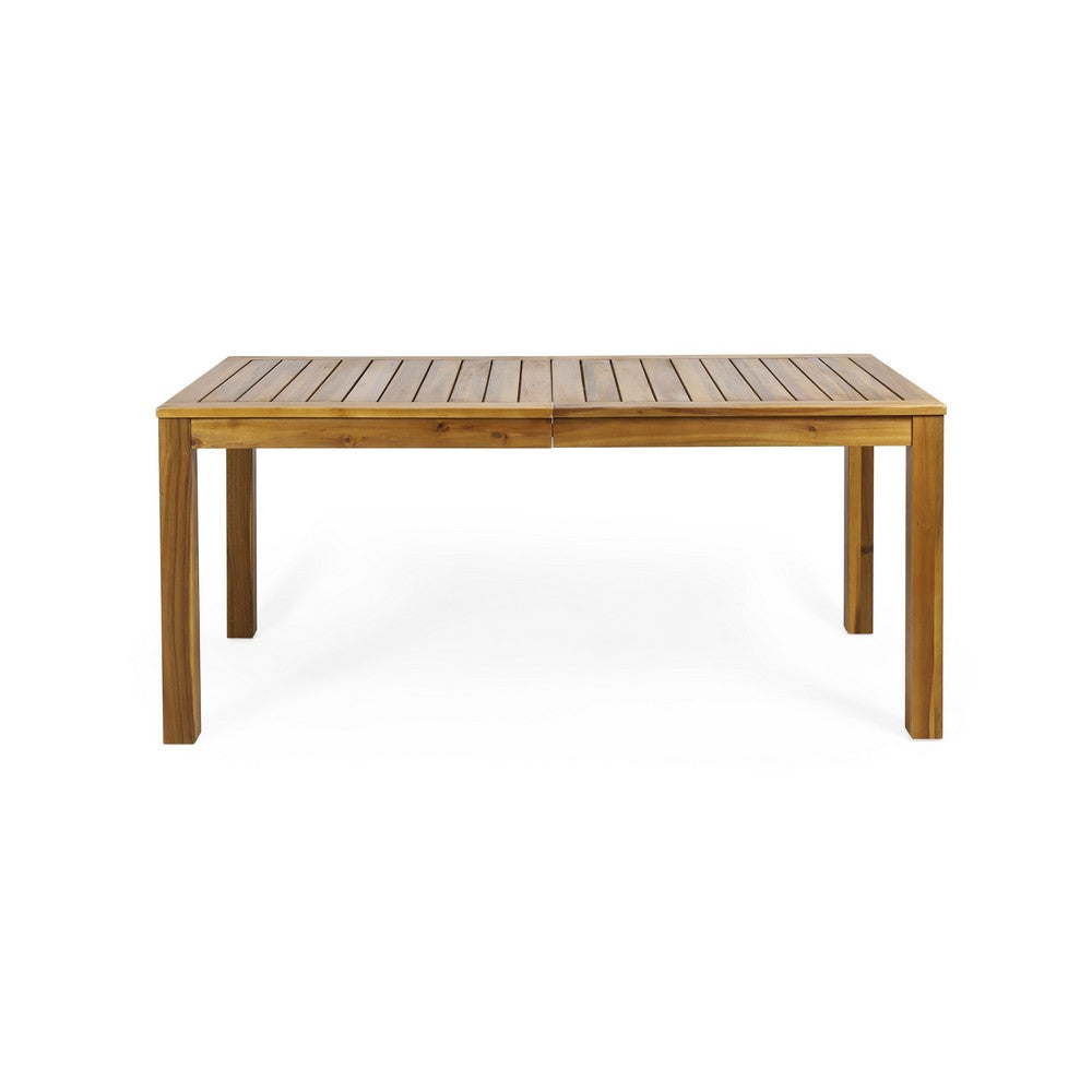 Leine Outdoor Dining Table, Teak Brown Acacia Wood Rectangular 69 Inch -BM335679
