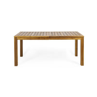Leine Outdoor Dining Table, Teak Brown Acacia Wood Rectangular 69 Inch -BM335679