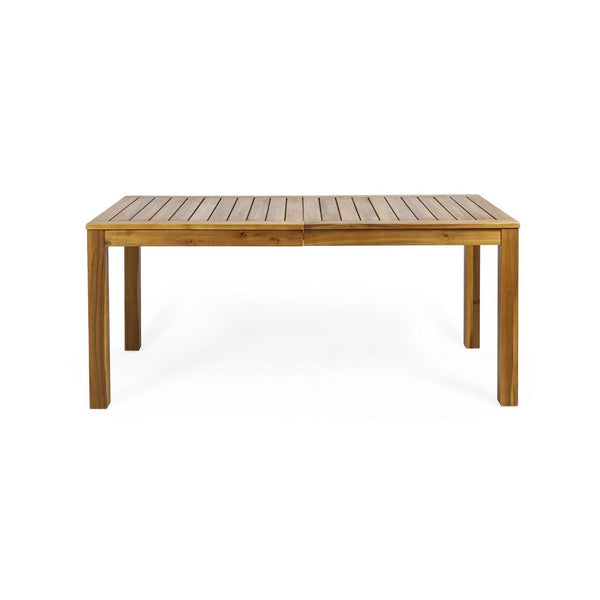 Leine Outdoor Dining Table, Teak Brown Acacia Wood Rectangular 69 Inch -BM335679