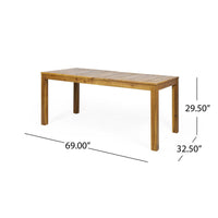 Leine Outdoor Dining Table, Teak Brown Acacia Wood Rectangular 69 Inch -BM335679