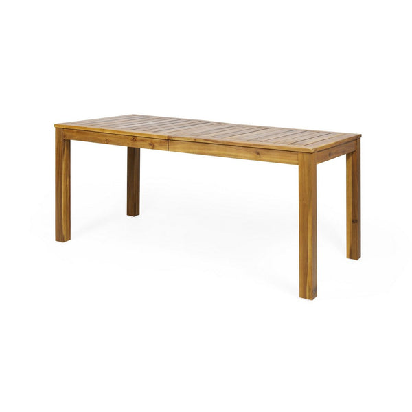 Leine Outdoor Dining Table, Teak Brown Acacia Wood Rectangular 69 Inch -BM335679