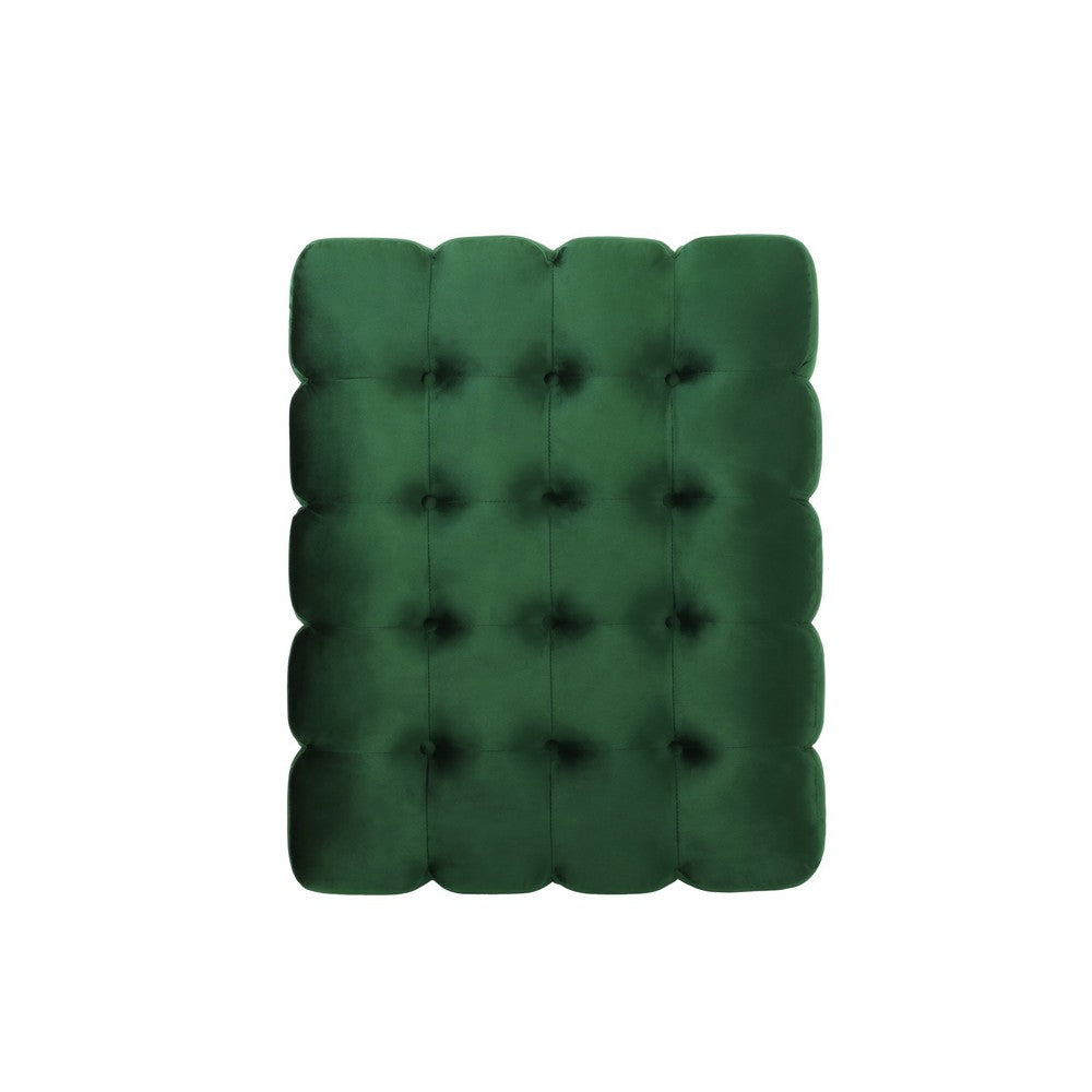 Deine Ottoman, Tufted Emerald Green Velvet, Gold Metal Base, 33 Inch -BM335683