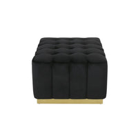 Deine Ottoman, Tufted Black Velvet, Gold Metal Base, Wood, 33 Inch -BM335684