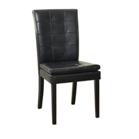 Brenda Dining Side Chair Set of 2, Black Wood, Tufted Faux Leather -BM335685