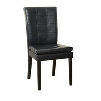 Brenda Dining Side Chair Set of 2, Black Wood, Tufted Faux Leather -BM335685