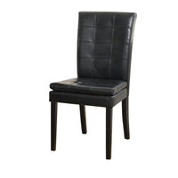 Brenda Dining Side Chair Set of 2, Black Wood, Tufted Faux Leather -BM335685