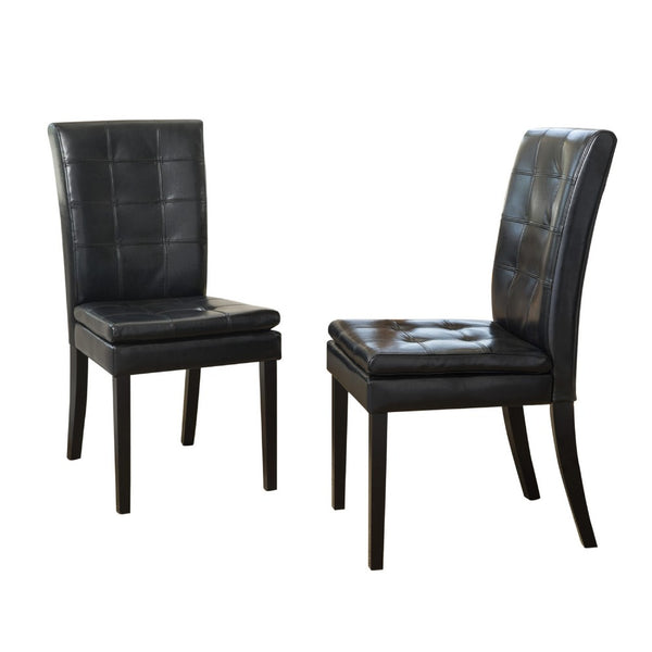 Brenda Dining Side Chair Set of 2, Black Wood, Tufted Faux Leather -BM335685