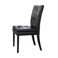 Brenda Dining Side Chair Set of 2, Black Wood, Tufted Faux Leather -BM335685