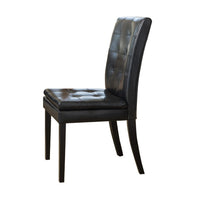 Brenda Dining Side Chair Set of 2, Black Wood, Tufted Faux Leather -BM335685