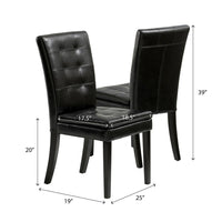 Brenda Dining Side Chair Set of 2, Black Wood, Tufted Faux Leather -BM335685