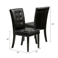 Brenda Dining Side Chair Set of 2, Black Wood, Tufted Faux Leather -BM335685