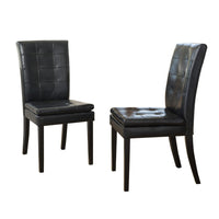 Brenda Dining Side Chair Set of 2, Black Wood, Tufted Faux Leather -BM335685