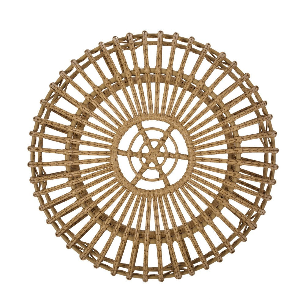 Tawa Outdoor Coffee Table, Light Brown Open Faux Rattan, 30 Inch -BM335686