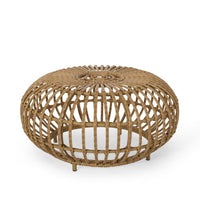 Tawa Outdoor Coffee Table, Light Brown Open Faux Rattan, 30 Inch -BM335686