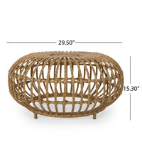 Tawa Outdoor Coffee Table, Light Brown Open Faux Rattan, 30 Inch -BM335686