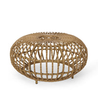 Tawa Outdoor Coffee Table, Light Brown Open Faux Rattan, 30 Inch -BM335686