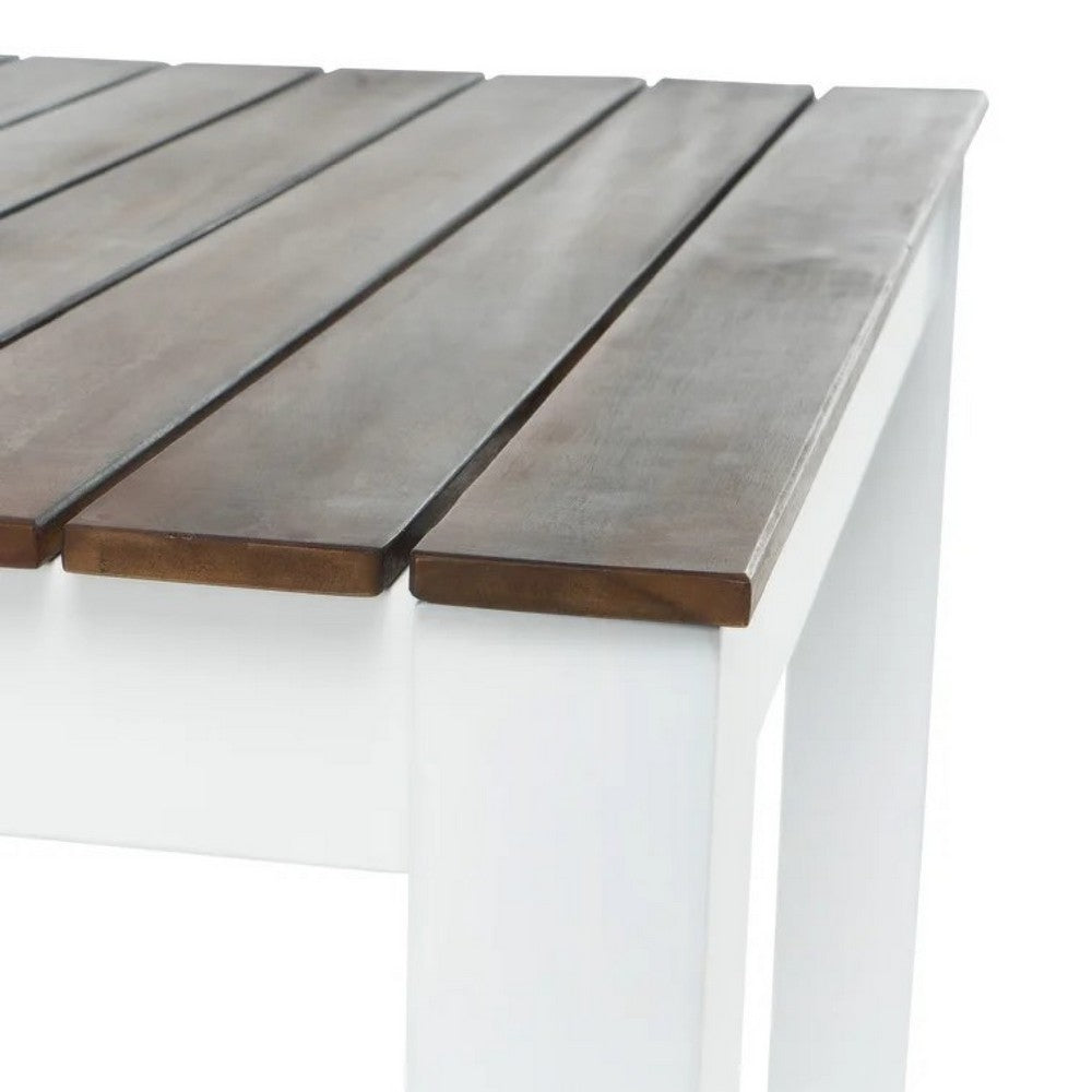 Eltan Outdoor Dining Bench Set of 2, Dark Brown and White Wood 62 Inch -BM335688