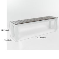 Eltan Outdoor Dining Bench Set of 2, Dark Brown and White Wood 62 Inch -BM335688