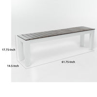 Eltan Outdoor Dining Bench Set of 2, Dark Brown and White Wood 62 Inch -BM335688