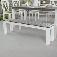 Eltan Outdoor Dining Bench Set of 2, Dark Brown and White Wood 62 Inch -BM335688