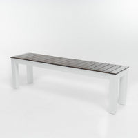 Eltan Outdoor Dining Bench Set of 2, Dark Brown and White Wood 62 Inch -BM335688