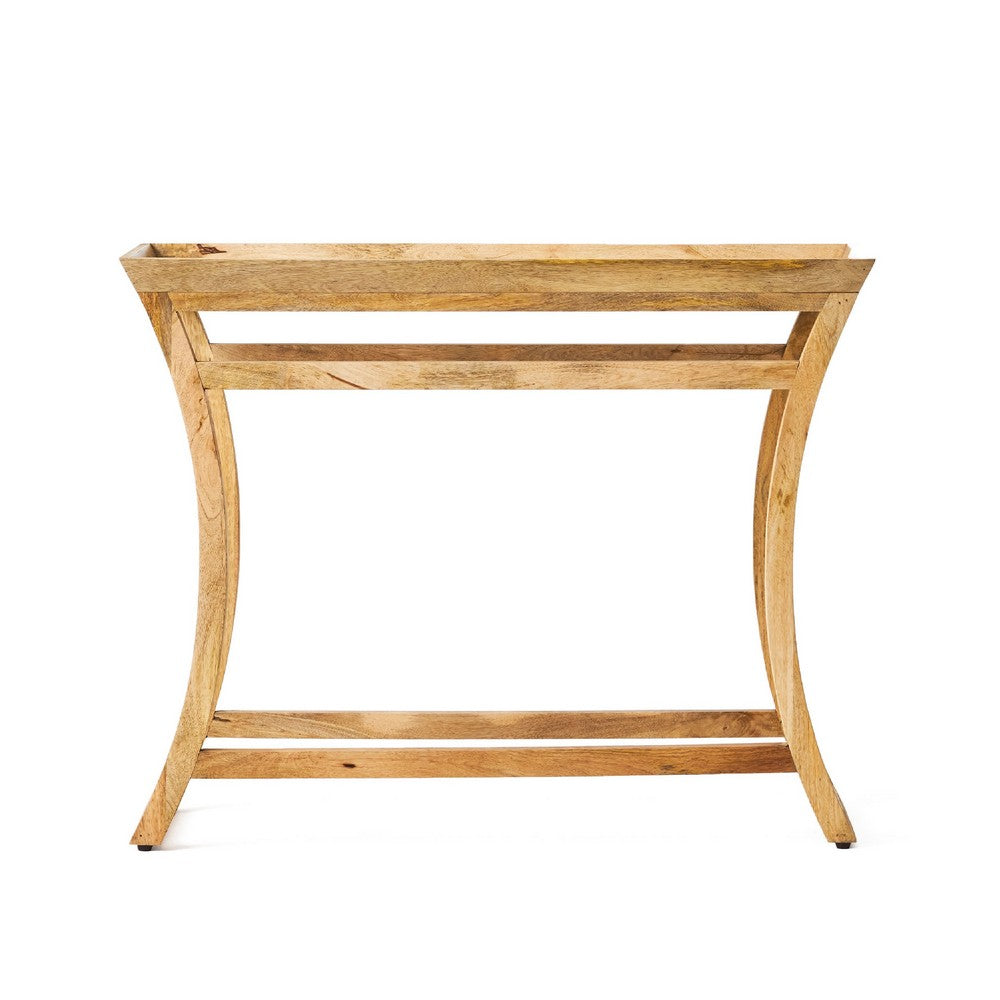 Beine Console Table, Natural Brown Mango Wood, Rectangular 42 Inch -BM335690