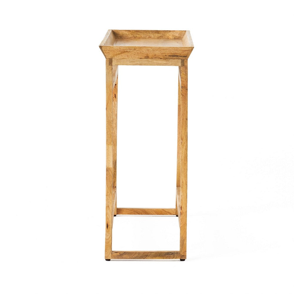 Beine Console Table, Natural Brown Mango Wood, Rectangular 42 Inch -BM335690