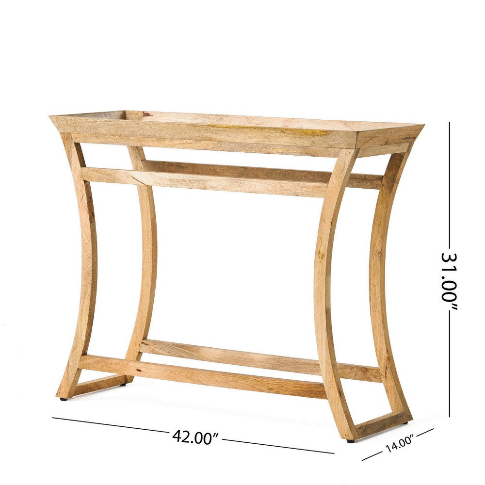 Beine Console Table, Natural Brown Mango Wood, Rectangular 42 Inch -BM335690