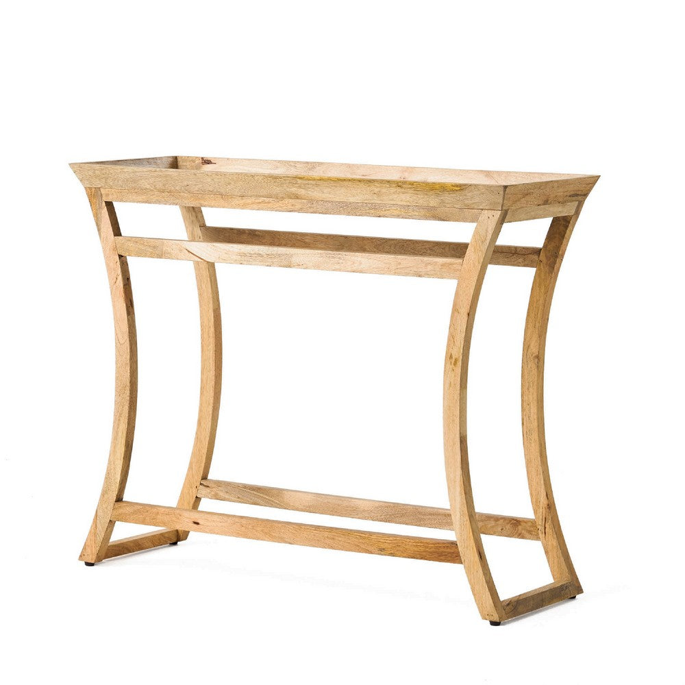 Beine Console Table, Natural Brown Mango Wood, Rectangular 42 Inch -BM335690