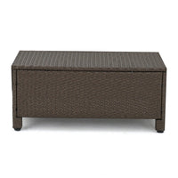 Perie 4 Piece Outdoor Sofa Chair and Table Set, Brown Rattan, White -BM335691