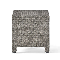 Perie Outdoor Accent Table, Gray Faux Rattan, Iron Frame, 18 Inch -BM335694