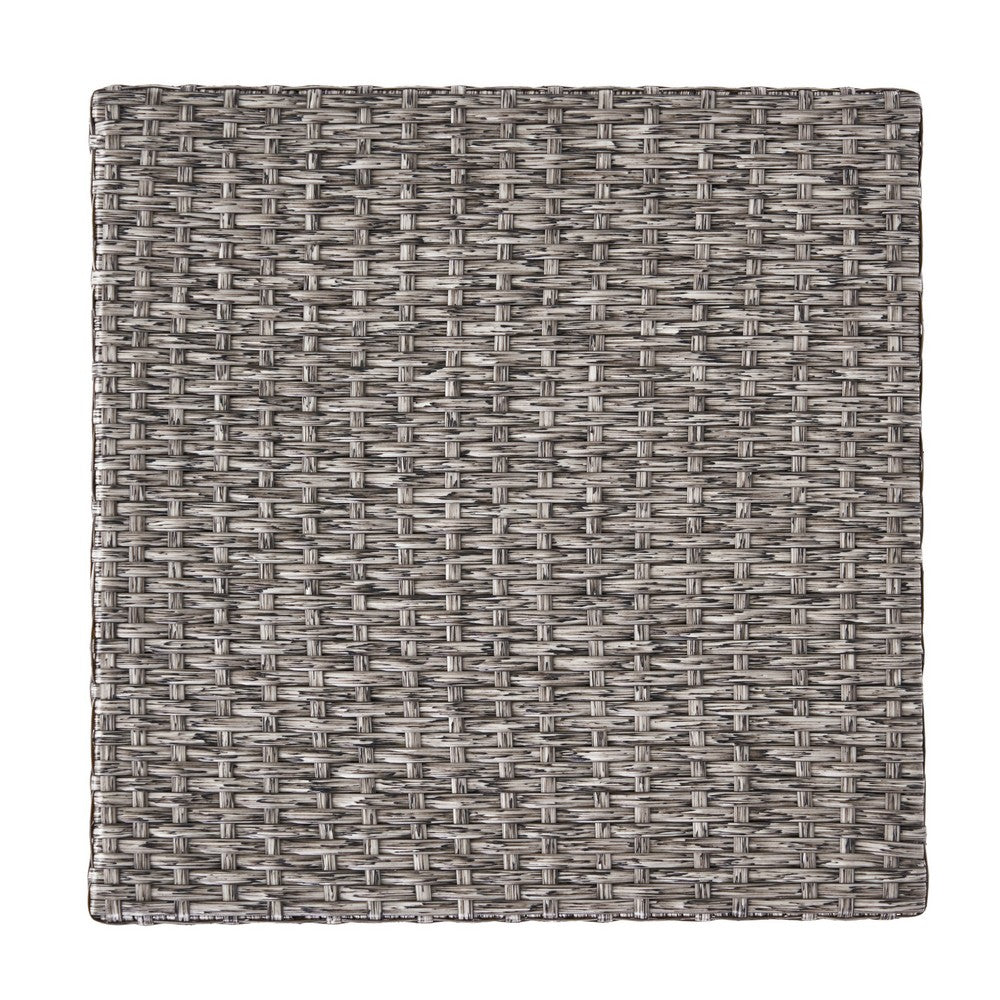 Perie Outdoor Accent Table, Gray Faux Rattan, Iron Frame, 18 Inch -BM335694