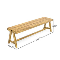 Lea Outdoor Dining Bench Set of 2, 63 Inch Varnished Teak Brown Wood -BM335696