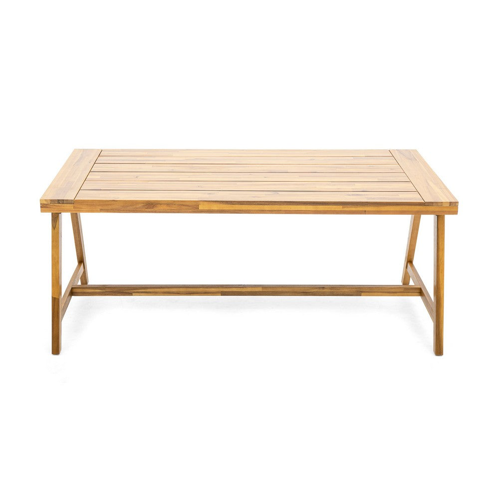 Alen Outdoor Dining Table, 71 Inch Rectangular Acacia Wood Top, Brown -BM335697
