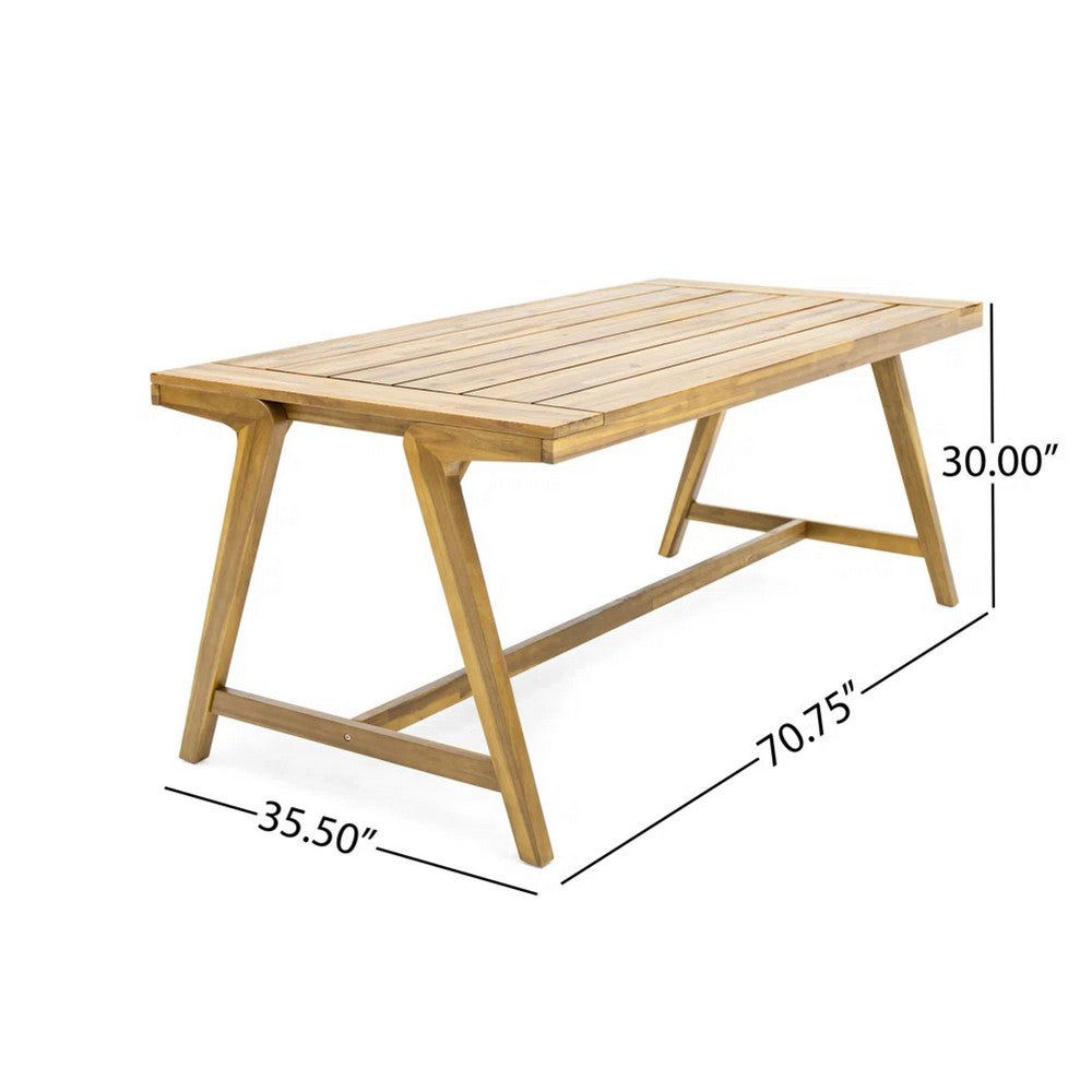 Alen Outdoor Dining Table, 71 Inch Rectangular Acacia Wood Top, Brown -BM335697