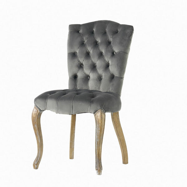Tury Dining Side Chair Set of 2, Button Tufted, Classic Black Velvet -BM335698