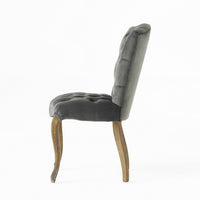 Tury Dining Side Chair Set of 2, Button Tufted, Classic Black Velvet -BM335698