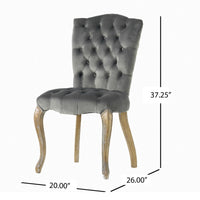 Tury Dining Side Chair Set of 2, Button Tufted, Classic Black Velvet -BM335698