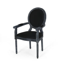 French Country Dining Chairs Set of 2, Round Back and Armrests, Black -BM335701