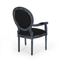 French Country Dining Chairs Set of 2, Round Back and Armrests, Black -BM335701