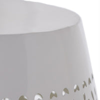 Outdoor Side Table, Lace Cut, 12 Inch Round Top w White Barrel Base -BM335702