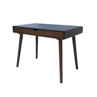 Iwa Writing Desk, 40 Inch Top w Drawer, Charcoal Gray Rubberwood Frame -BM335703