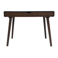 Iwa Writing Desk, 40 Inch Top w Drawer, Charcoal Gray Rubberwood Frame -BM335703