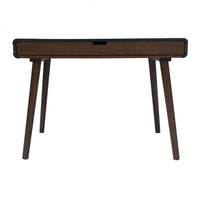 Iwa Writing Desk, 40 Inch Top w Drawer, Charcoal Gray Rubberwood Frame -BM335703