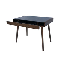 Iwa Writing Desk, 40 Inch Top w Drawer, Charcoal Gray Rubberwood Frame -BM335703