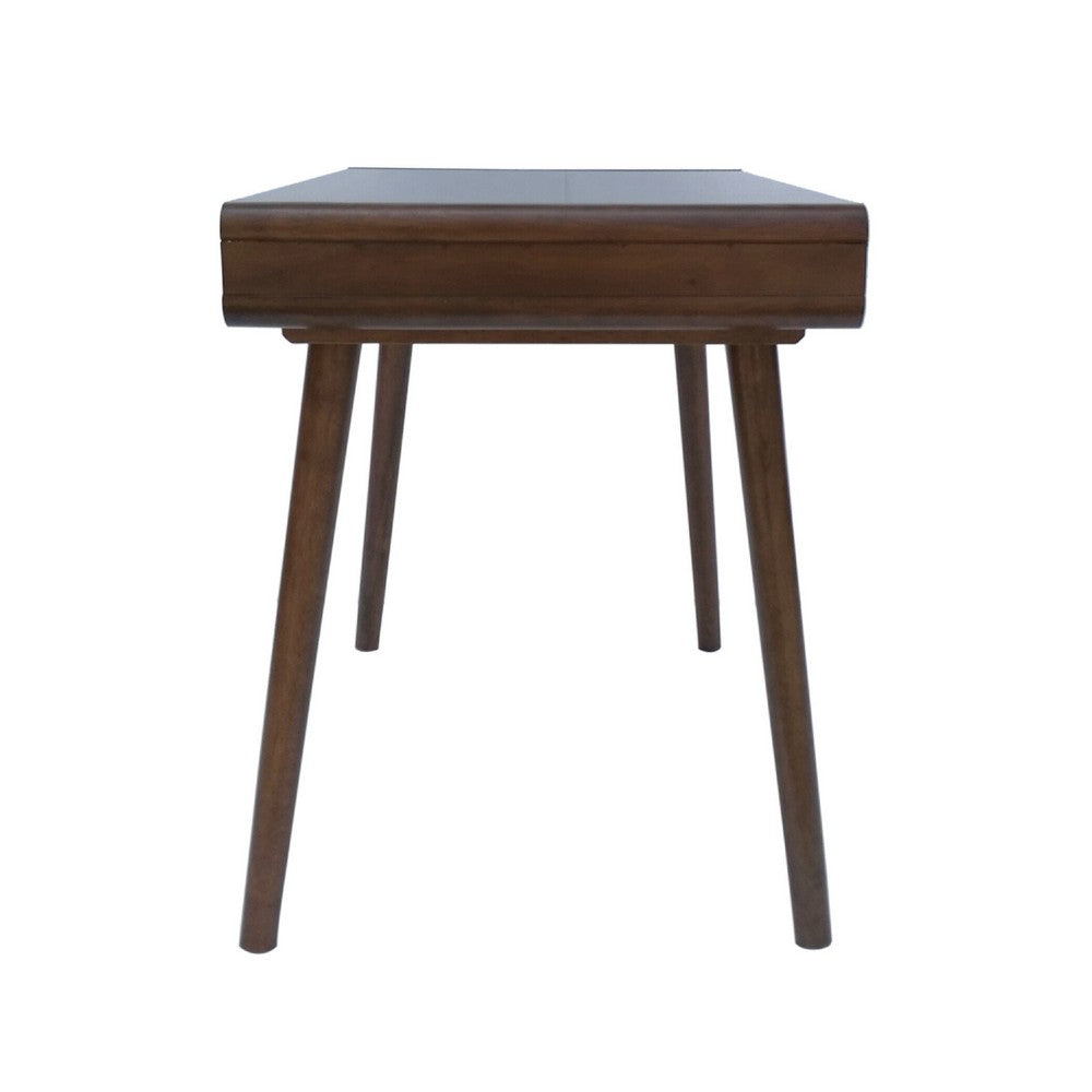 Iwa Writing Desk, 40 Inch Top w Drawer, Charcoal Gray Rubberwood Frame -BM335703