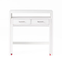 Sliding Desk with Upper Console Table, White Mango Wood, 36 Inch -BM335704