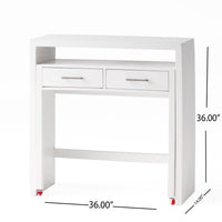 Sliding Desk with Upper Console Table, White Mango Wood, 36 Inch -BM335704