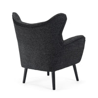 Modern Armchair, Wingback Design, Splayed Legs, Black Oak Wood -BM335705
